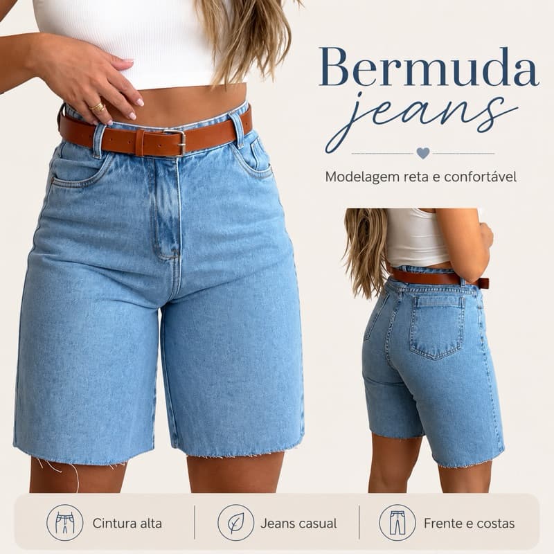 Bermuda Jeans Feminina Short