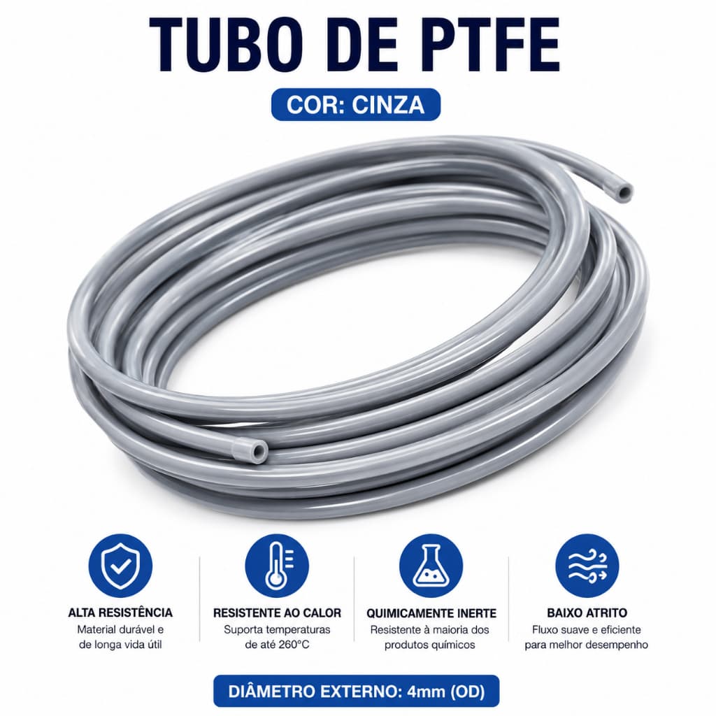 Tubo Ptfe 2.5*4mm Bowden De 1 M, Filamento 1,75 Mm - Impressoras 3D
