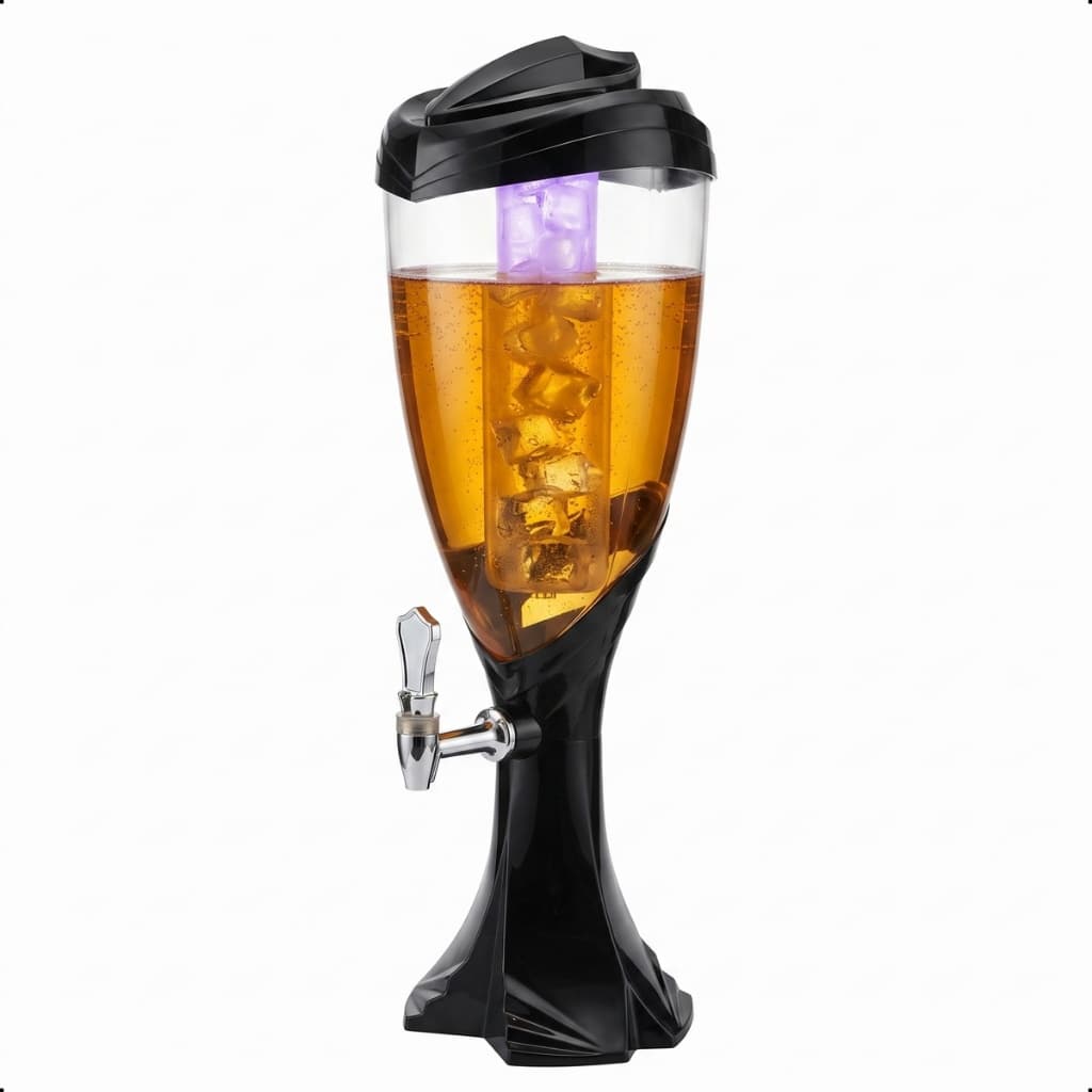 Torre de Chopp com 3 Refil 3 Litros com Tubo de Gelo a Led Completa para Bar Chopeira Portatil
