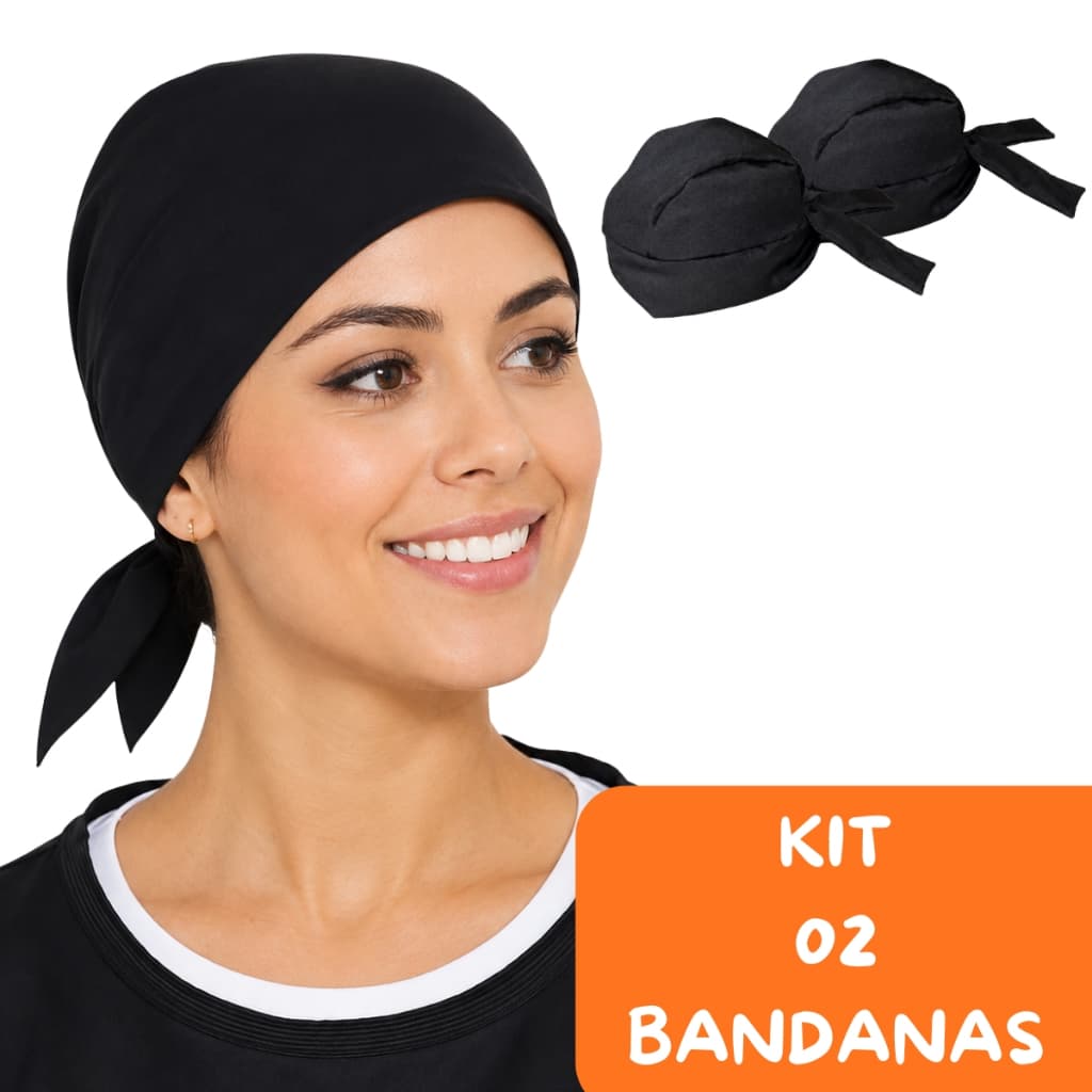 Kit Bandana unisex bar restaurante pizzaria sorveteria lanchonte cozinheiro food truck hamburgueria