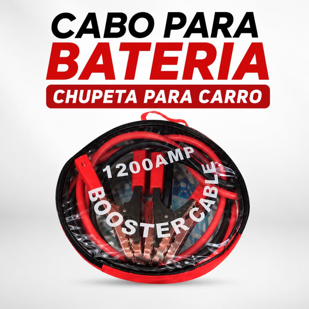 CARREGADOR CABO PARA BATERIA DE CARRO 1200 AMP (2MT)