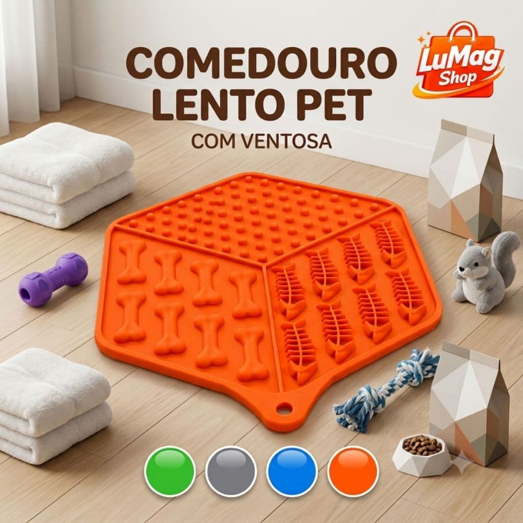 Comedouro Lento Pet com Ventosa Tapete Interativo para Cães e Gatos Ração Petiscos Alimentação Sortido