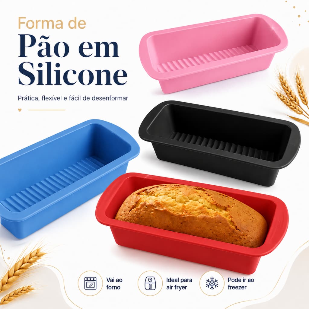 Forma de Silicone para Bolos Pães Pudim Bolo Forno Air Fryer