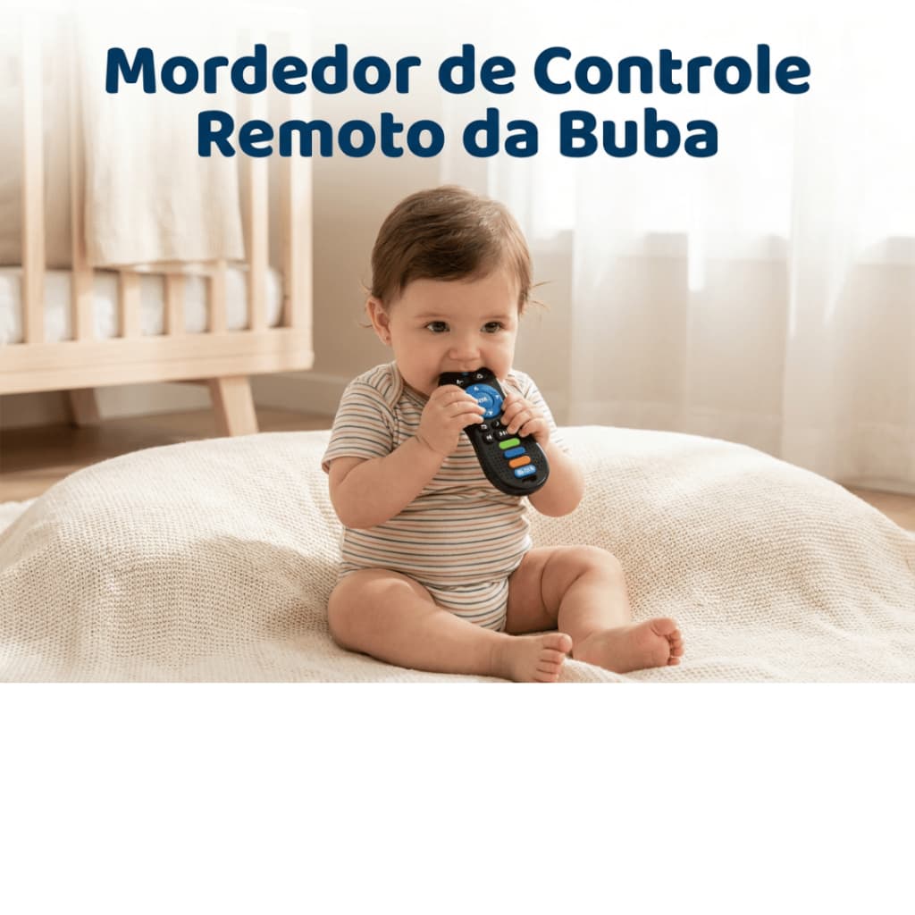 Mordedor Bebê Controle Remoto Buba Silicone Macio Massageia Gengiva 4M+ BPA Free