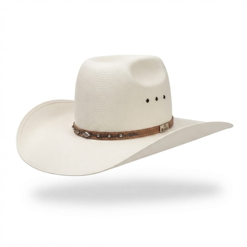 Chapéu Country Branco Masculino Feminino Barreto Cubano Aba Larga Copa Alta Cowboy Rodeo Barretos