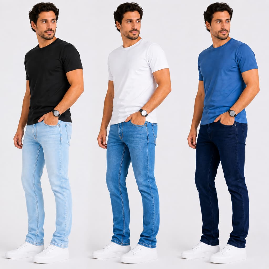Calça Jeans Masculina Tradicional Original | Kit 3 Calças Jeans Slim com Elastano | Envio Imediato