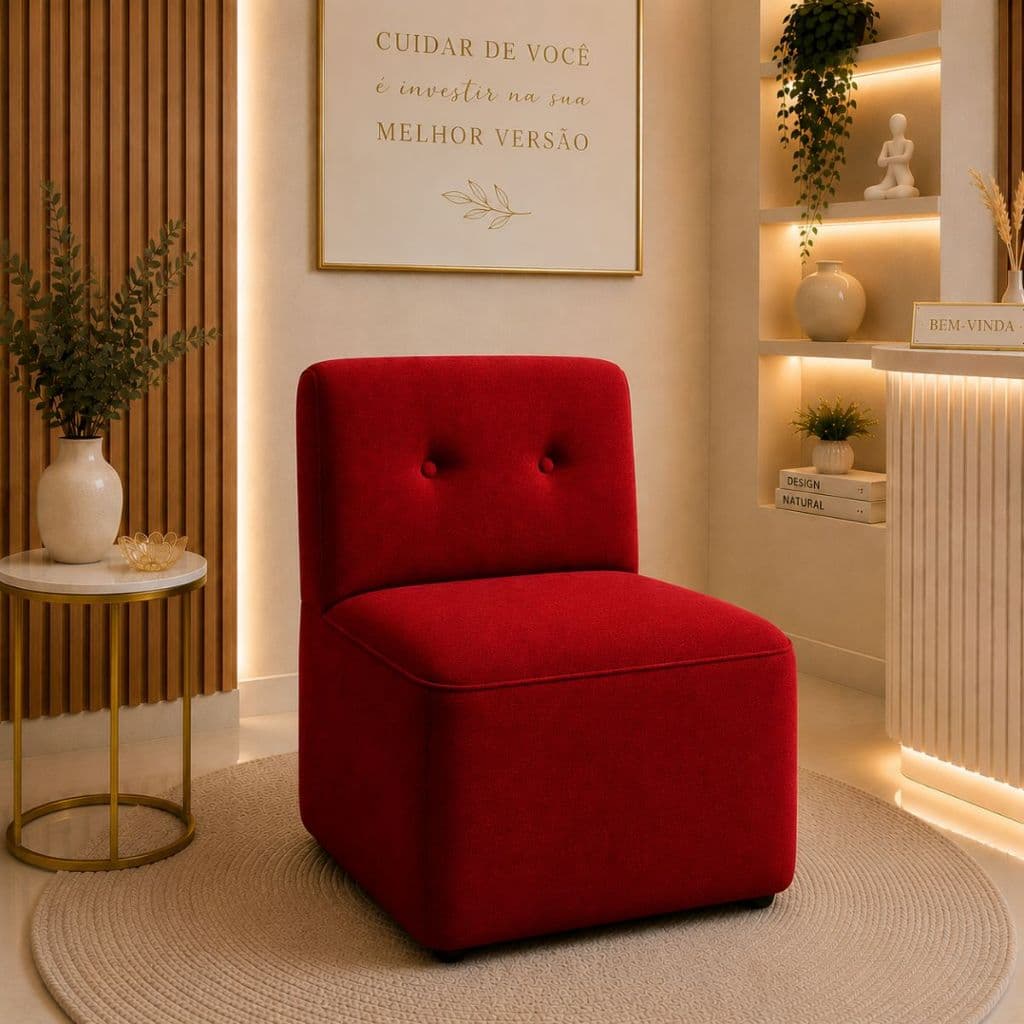 Poltrona Orgânica Margô Suede Compacta Para Sala e Consultório
