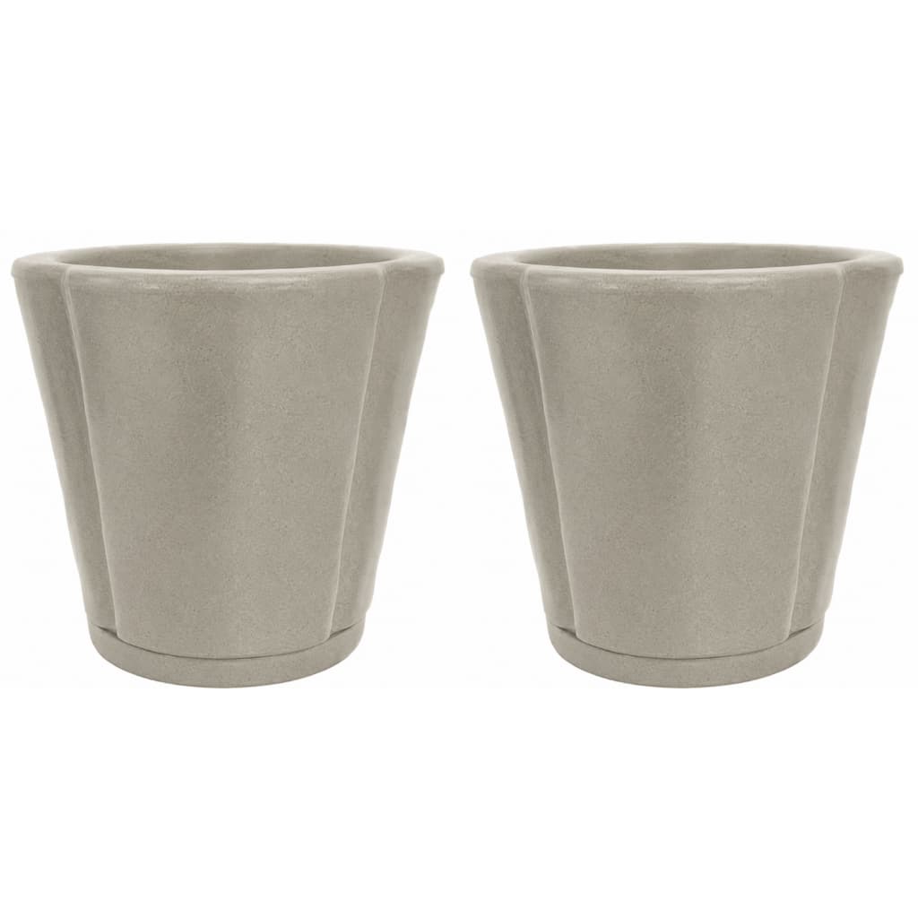 Kit 2 Vasos Para Plantas Cachepô Grego Tamanho M com Prato Coletor - Vaso Decorativo em Polietileno