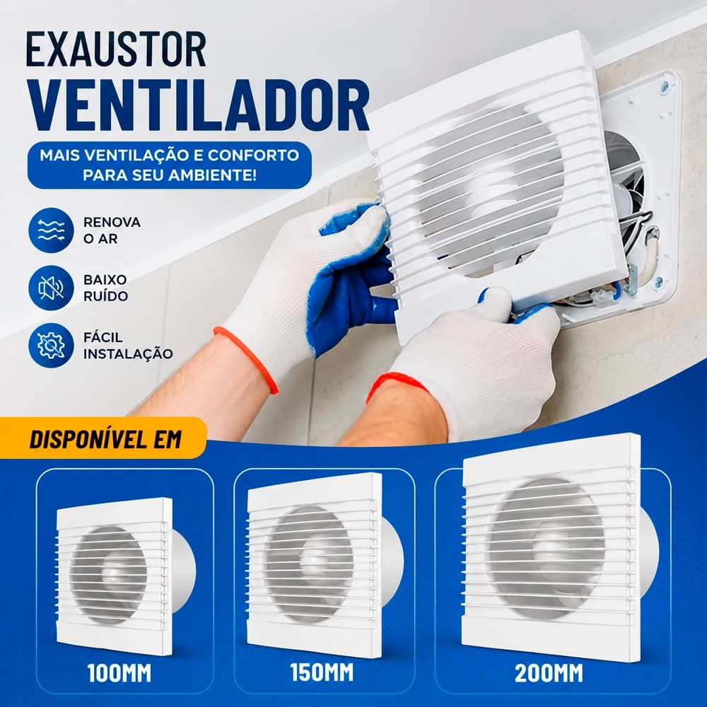 Exaustor Banheiro Lavabo Residencial 100mm 150mm 200mm 110v Vicolli