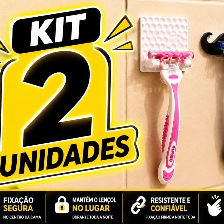 Kit 2 Suporte Gillette Parede Fita 3M Porta Barbeador Sem Furo Kit Organizador Banheiro Dele e Dela - Colmeia e Bigode