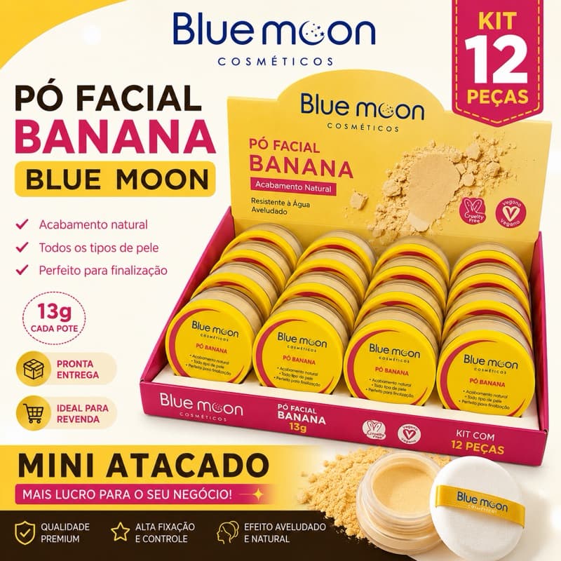 Kit 12 Pó Banana Blue Moon 13g Mini Atacado Para Revenda Pronta Entrega