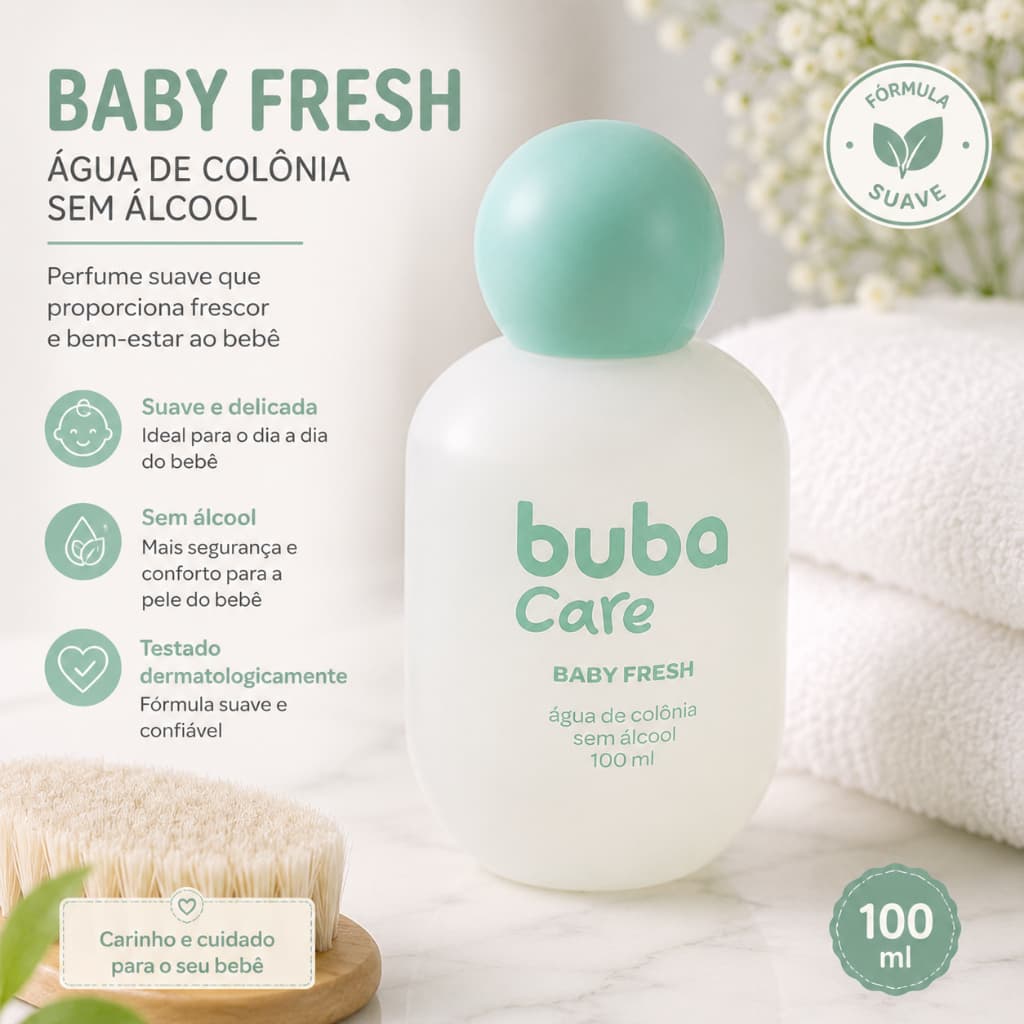 Colônia Fresh Buba Care 100 ml – Delicadeza e Segurança em Cada Gota