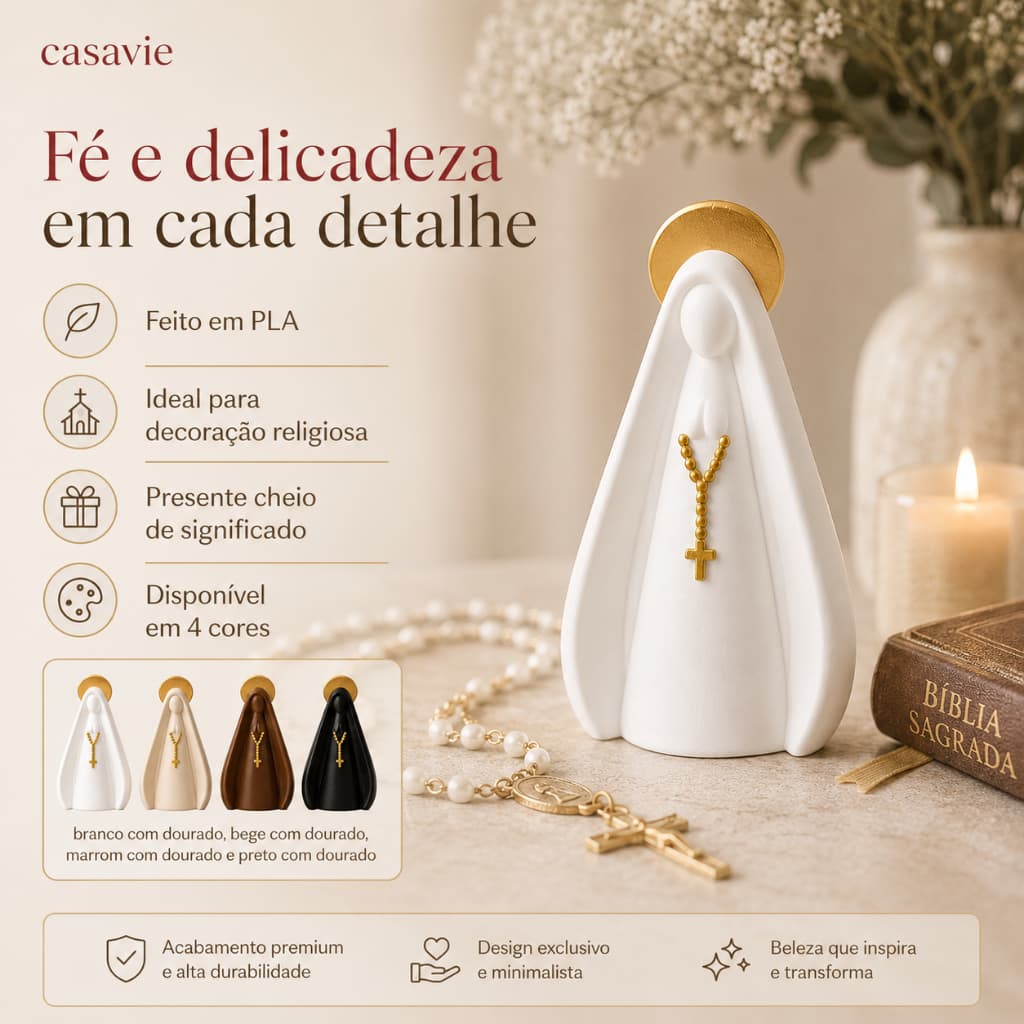 Nossa Senhora Aparecida Decorativa | Presente Religioso | 8cm ou 16cm