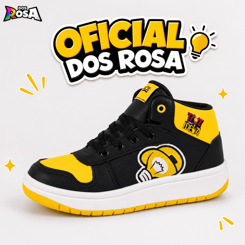Tênis Menino Infantil Dos Rosa Preto e Amarelo Tive uma ideia DDR03L Leozin