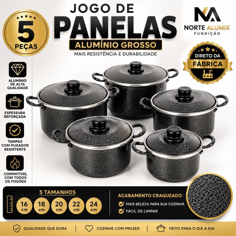 JOGO DE PANELAS 5 PEÇAS