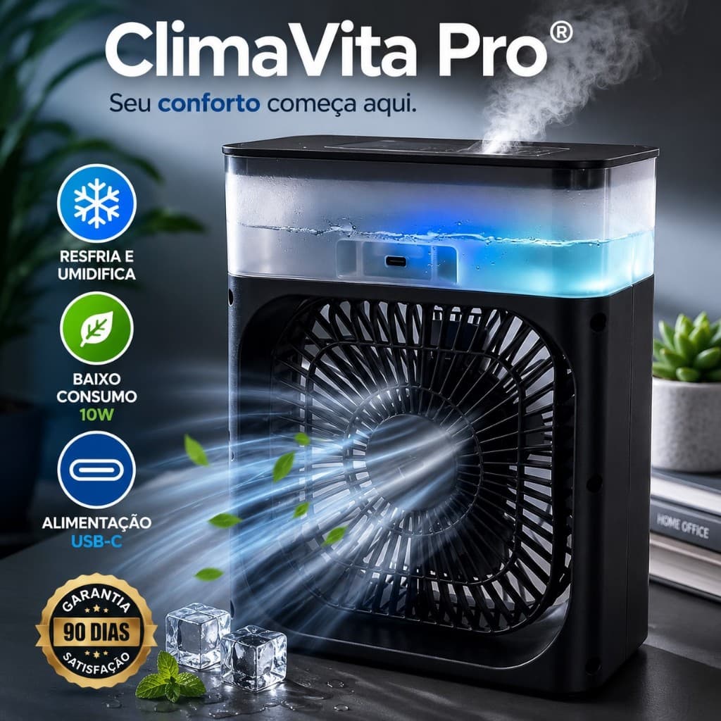 Mini Ventilador Climatizador USB Portátil Ar Condicionado Refrescador Pessoal