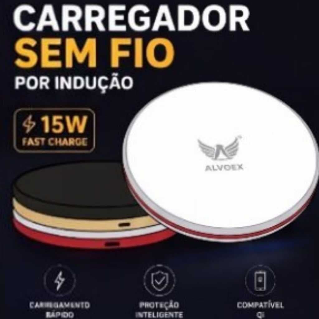 Carregador Sem Fio por Indução 15W Fast Charge Qi LED Wireless Universal Altomex AW-69 Cores Sortidas