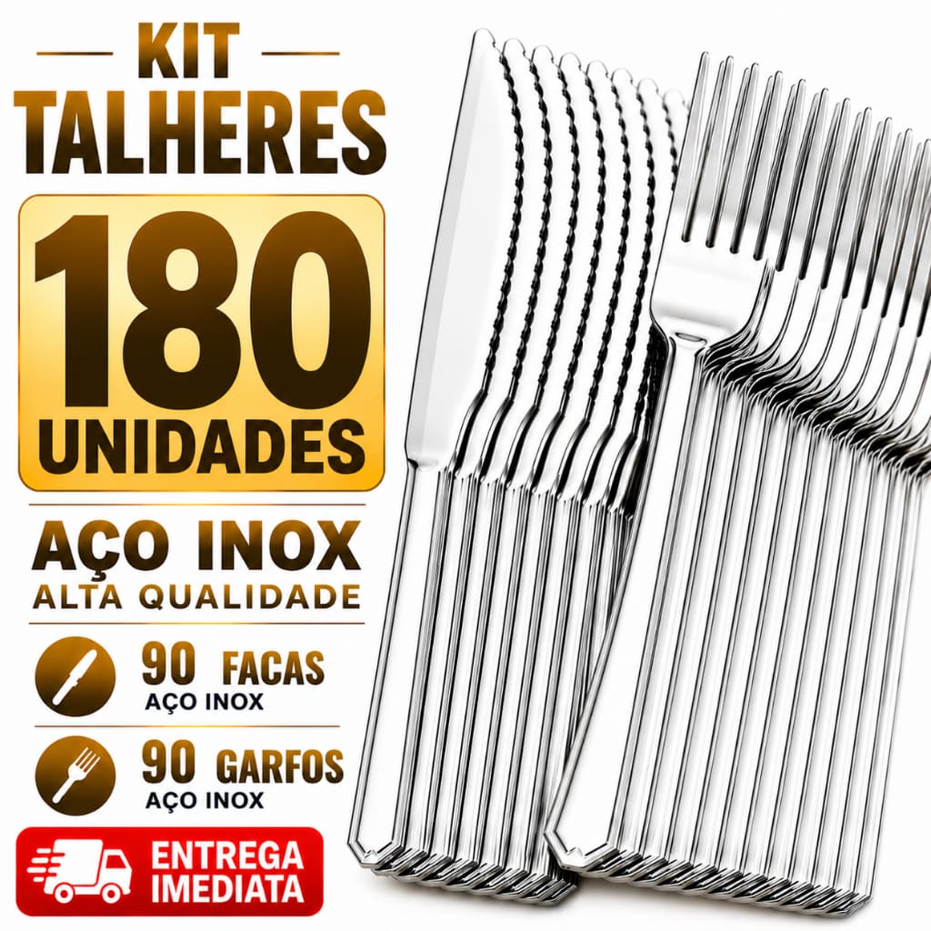 Kit Talheres 180 Inox 90 Garfo 90 Faca Cozinha Faqueiros Prata Jogo Utensilios Garfos Facas Talher Prateado Aço Inox