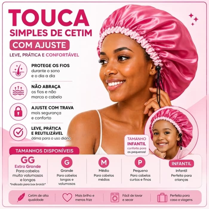 Touca De Cetim Simples antifrizz