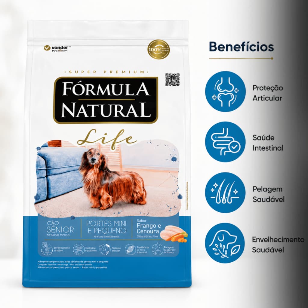 Ração Fórmula Natural Cães Sênior Mini e Pequeno com Equilíbrio Intestinal Life