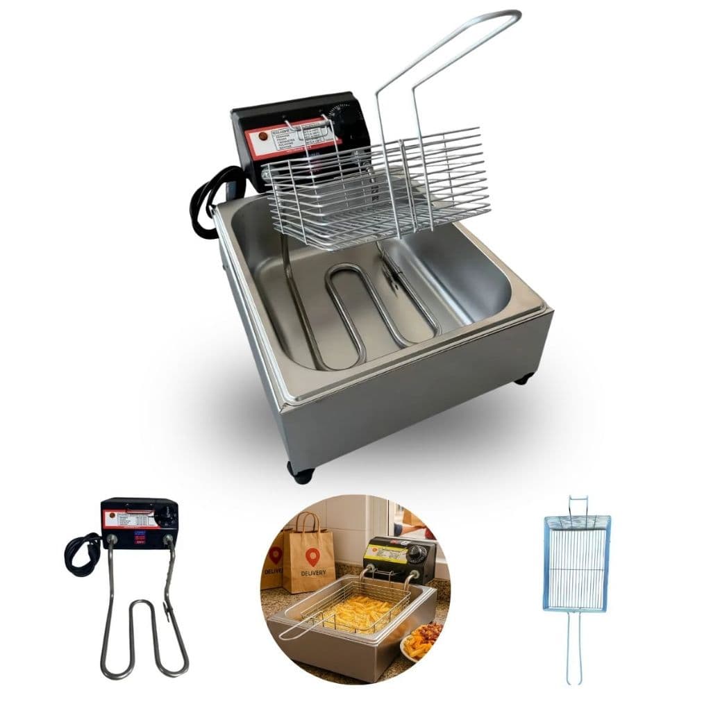 Fritadeira Elétrica 5L Cuba Profissional Em Inox Sistema AntiChamas Fácil de Limpar - CravoNox