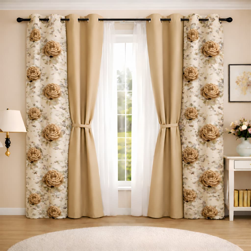 Cortina Para Sala Ou Quarto Linha Estampada Amora 2,00x1,70 Charmosa A Pronta Entrega