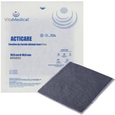 Curativo Carvão Ativado Com Prata 10,5x10,5cm (acticare Ag) - Vita Medical