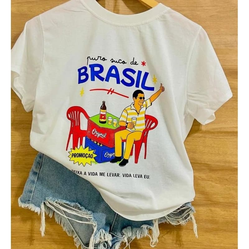 Camiseta Feminina Oversized Verão Zeca Pagodinho Brasilidades 100% algodão Blusa de malha poliéster personalizada Camisa