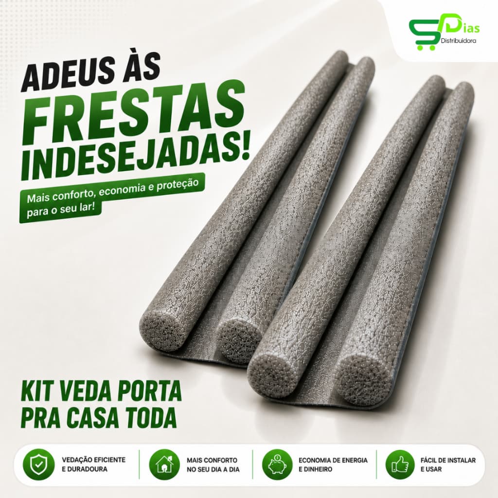 Veda Porta Ajustável 93cm Vedação Anti Frio Vento Poeira Inseto Kit Multiuso Proteção Casa Toda