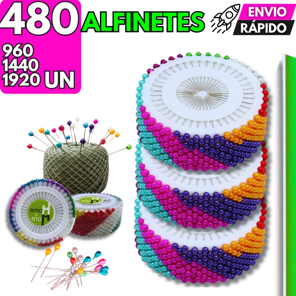 Alfinete Colorido Para Costura 1920/1440/960/480 Premium Alfinetes Artesanato Utilidades