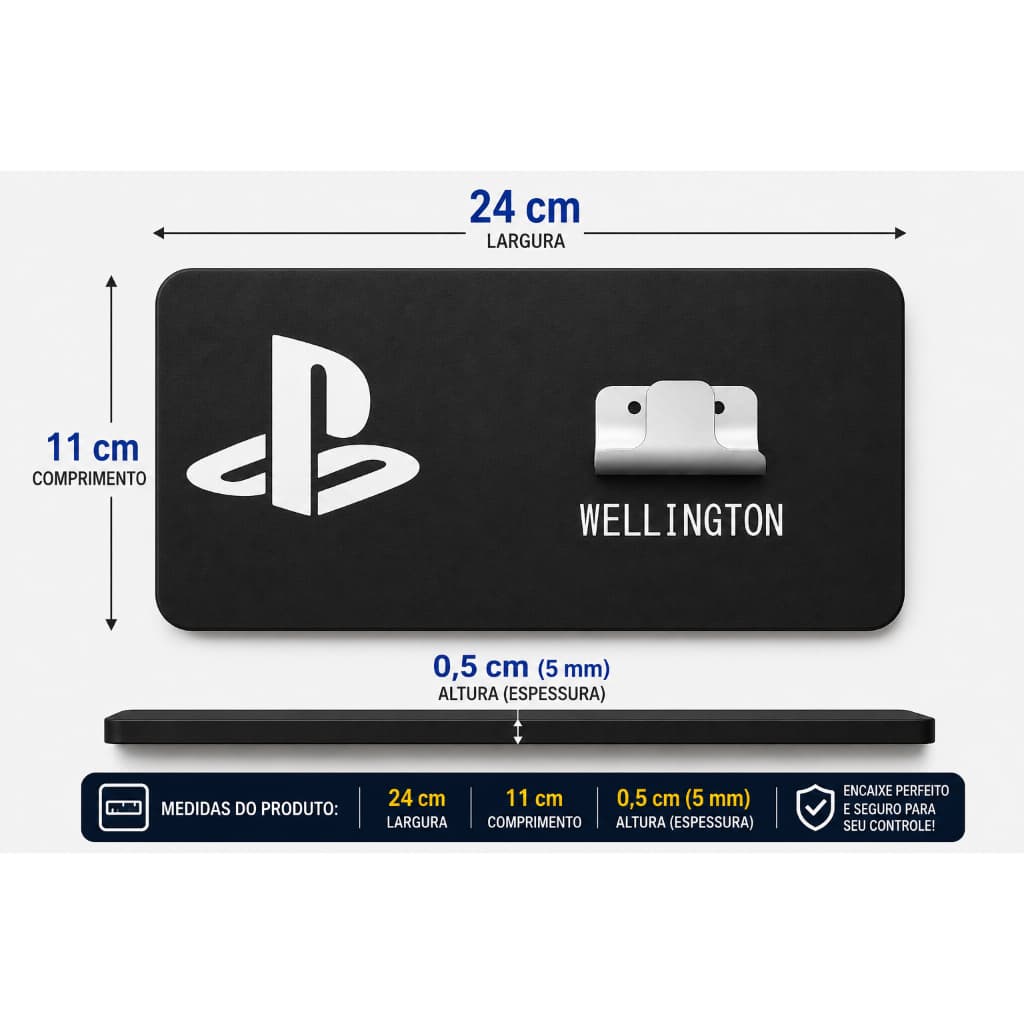 Suporte de Parede para Controle PS5 PS4 Xbox Personalizado com Nome | Premium | Impressão 3D
