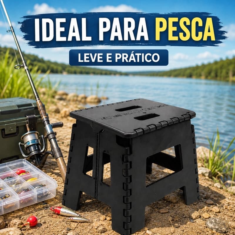 Banco Plástico Dobrável Multiuso Banquinho Portátil Reforçado Banqueta 100kg Antiderrapante Compacto Camping Casa Fácil
