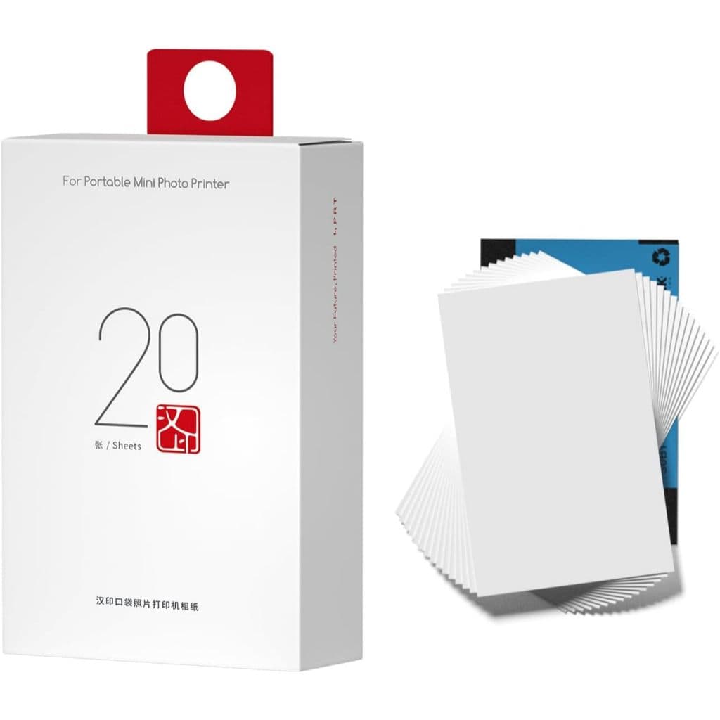 HPRT Papel Fotográfico 2X3" (20 Folhas) para Mini Impressora Fotográfica Mt53 – Papel Fotográfico Instantâneo com Verso