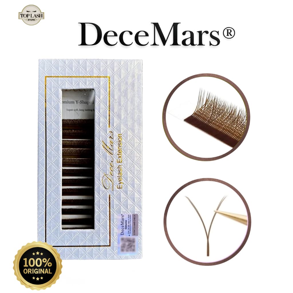 Cílios Fio Y Marrom DeceMars Original 0.07 Curvatura D | Volume Brasileiro Extensão de Cílios