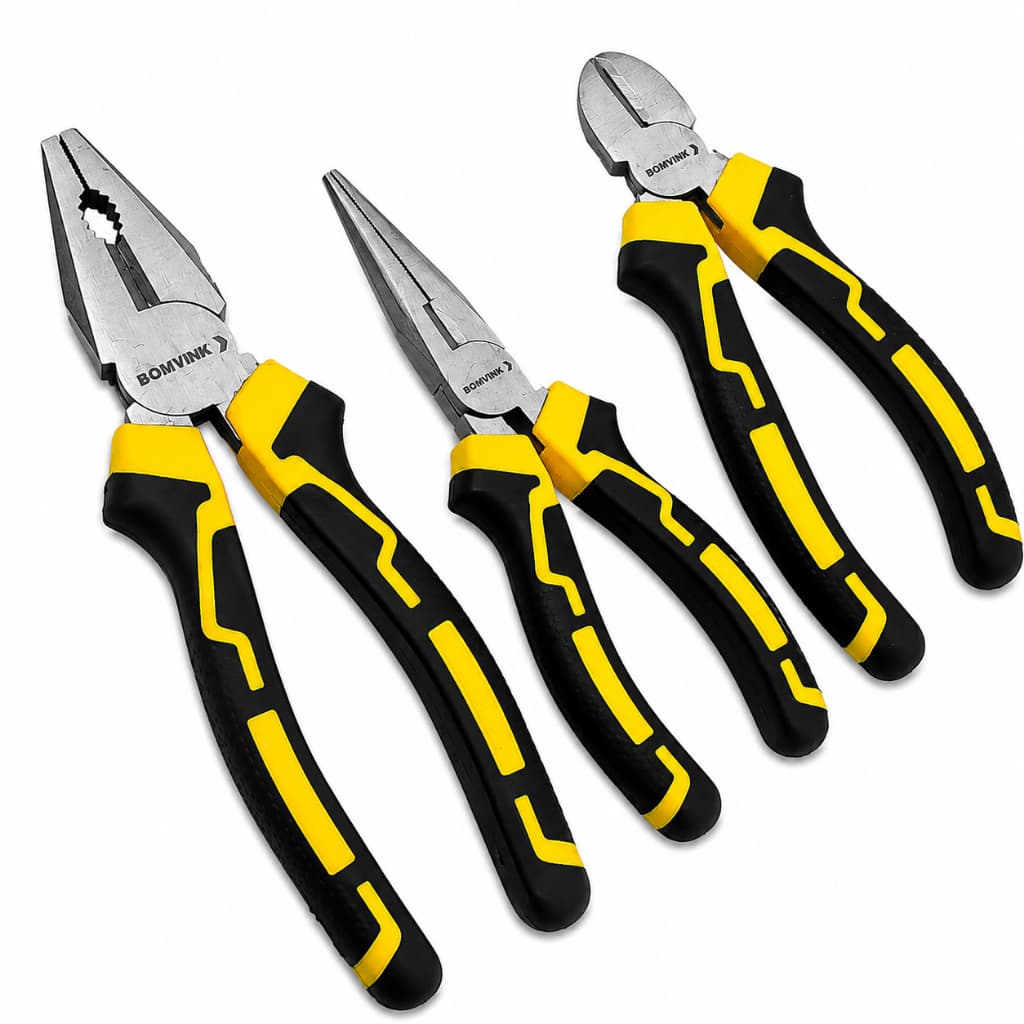 Kit Jogo Alicates Profissional de Aço 3 Peças Universal Bico Corte