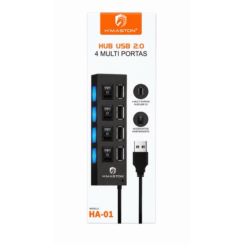 Hub USB 2.0 4 Portas com Interruptor Seletor