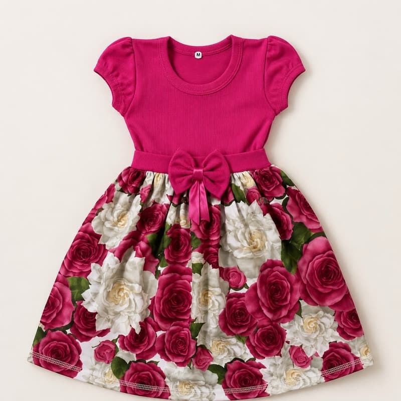 Vestido Festa Infantil Floral Pink Menina