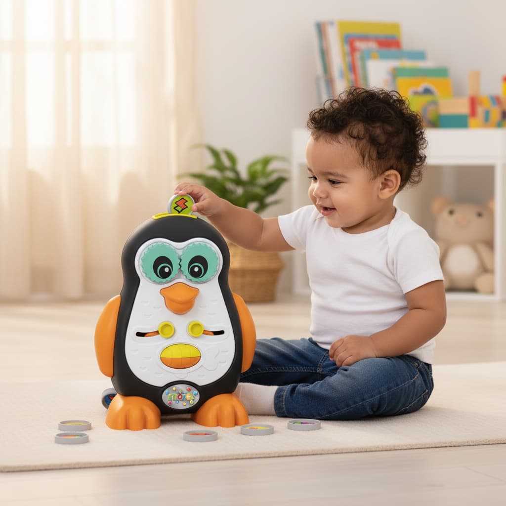 Brinquedo Didatico Interativo Pinguim Educativo Infantil Desenvolvimento Criatividade