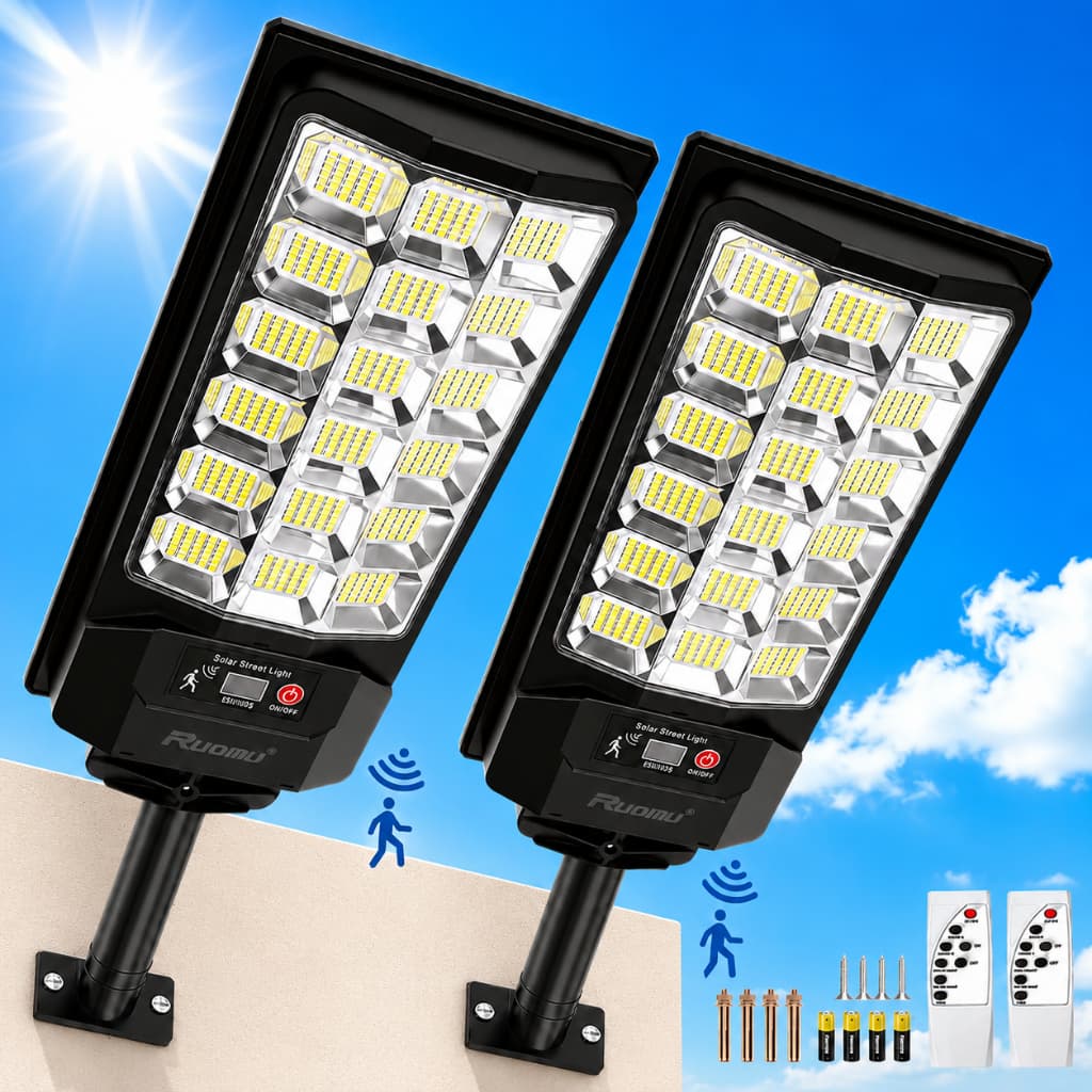 Kit 2 Solar Light with Sensor 1100w Outdoor Public Lighting 540 LED