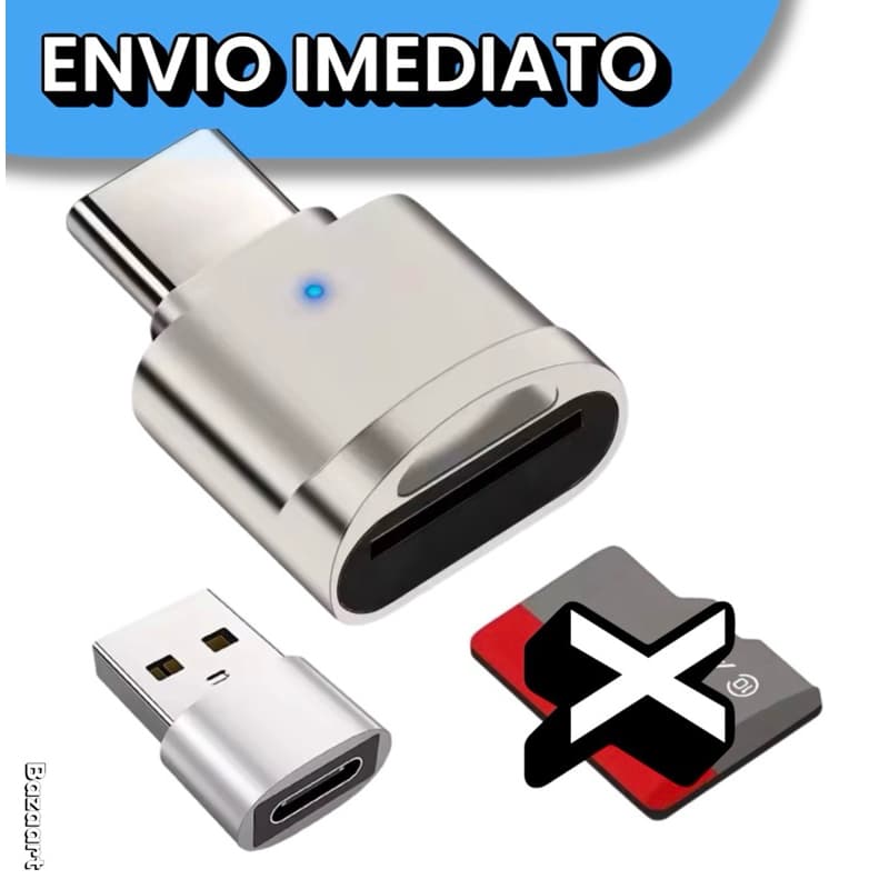 OTG PARA CARTÃO DE MEMORIA TIPO C + USBC PARA PENDRIVE (NÃO INCLUSO CARTÃO)
