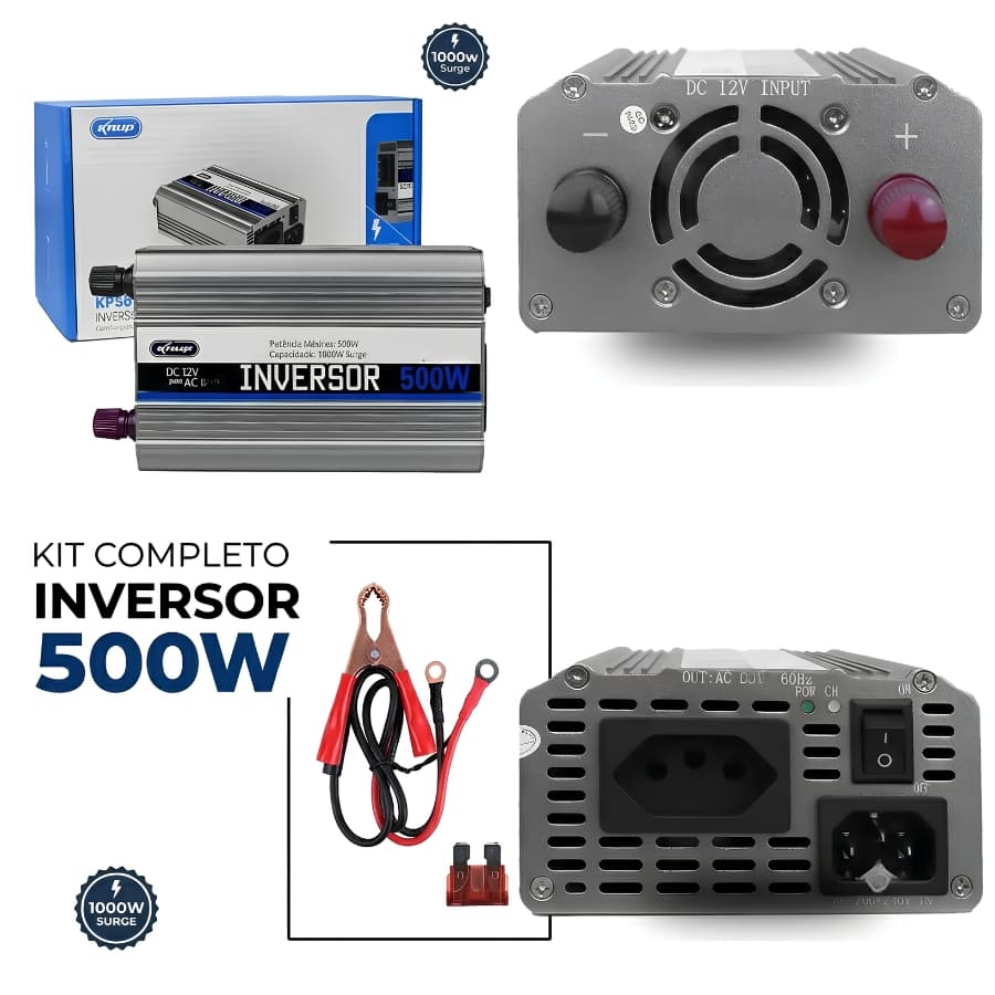 Inversor 500w 12v Para 110v Conversor Transformador Tensão Veicular Automotivo Energia Segura