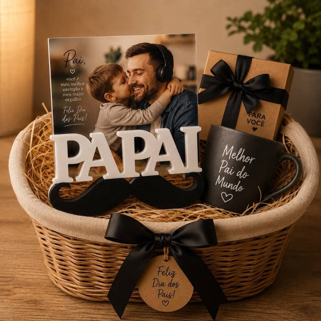 Porta Retrato Dia dos Pais Moldura Decorativa para Foto Presente Criativo Personalizado