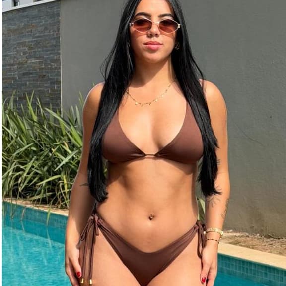 Conjunto Biquíni Feminino Cortininha + Calcinha Fio Duplo de Amarrar