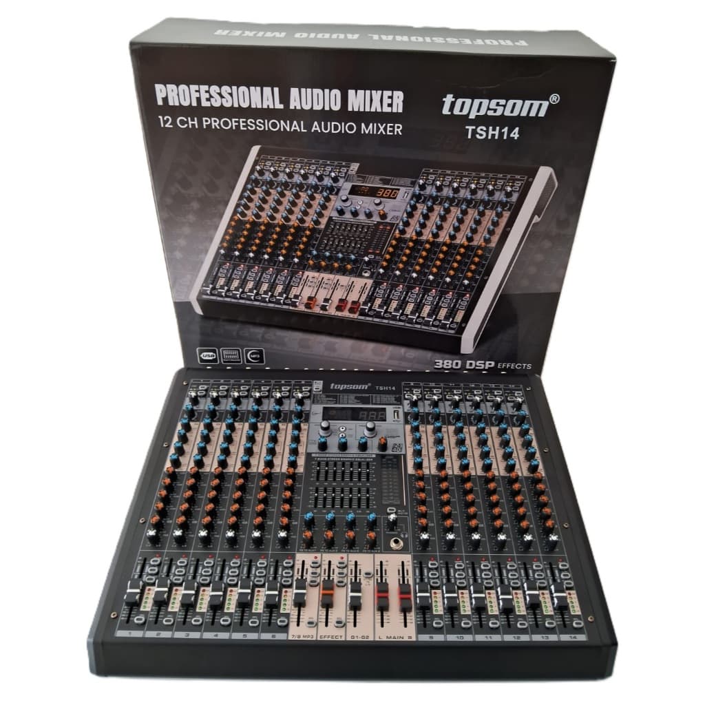 MESA DE SOM 12 CANAIS / COMPRESSOR / 4 AUXILIARES / 2 SUBGRUPOS / 380 EFEITOS TOPSOM TSH-14