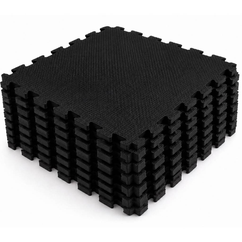 Kit 8 Tatames para Academia em EVA 50x50 10mm Ginástica Pilates Cor Preto