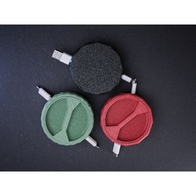 Organizador de Cabos Retrátil | Enrolador de Cabos USB, USB-C e Lightning | Porta Cabos Compacto | Impressão 3D Premium
