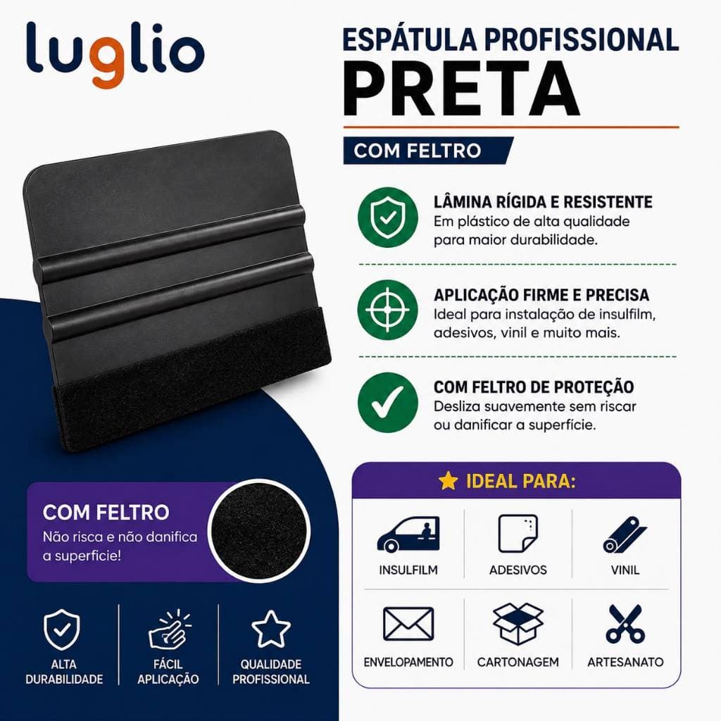 Espátula 10x7cm com Feltro para aplicação de Insulfilm e Envelopamento