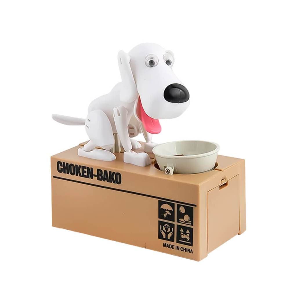 Cofrinho Eletrônico Infantil Cachorro que Come Moeda Branco