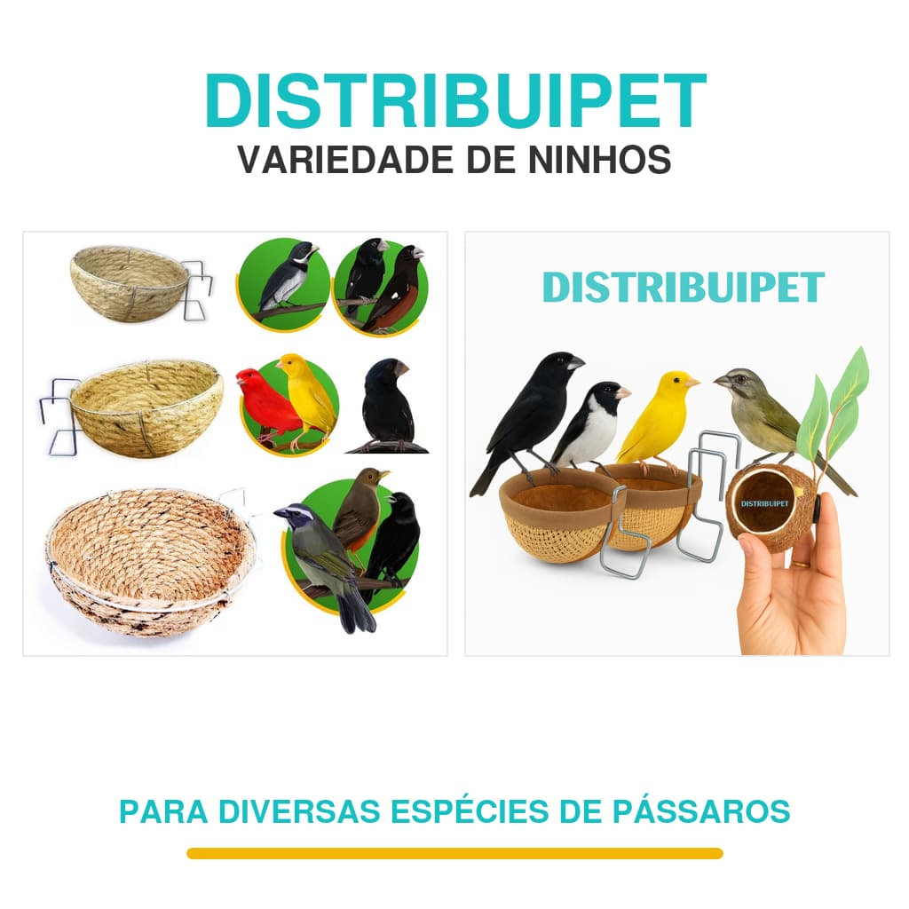 Ninho Fibra de Sisal Para Curió, Canário, Coleira, e Trinca-Ferro