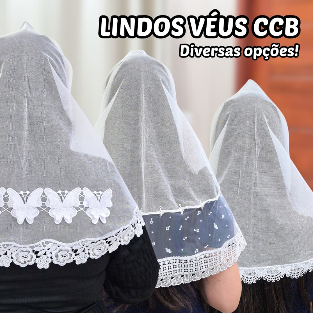 Véu CCB Congregação Cristã Renda Guipir Aplique Adulto Diversos Modelos